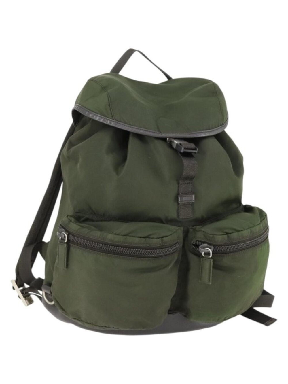 PRADA Backpack Nylon Khaki Silver